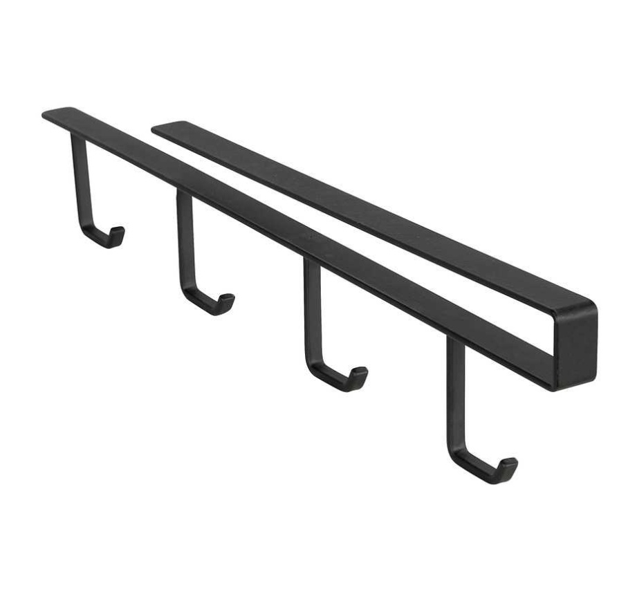 Hängare, under hylla, med 4 krokar för koppar, COFFEE CUP HANGER, Svart