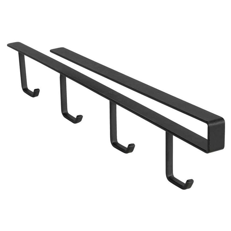 Hängare, under hylla, med 4 krokar för koppar, COFFEE CUP HANGER, Svart