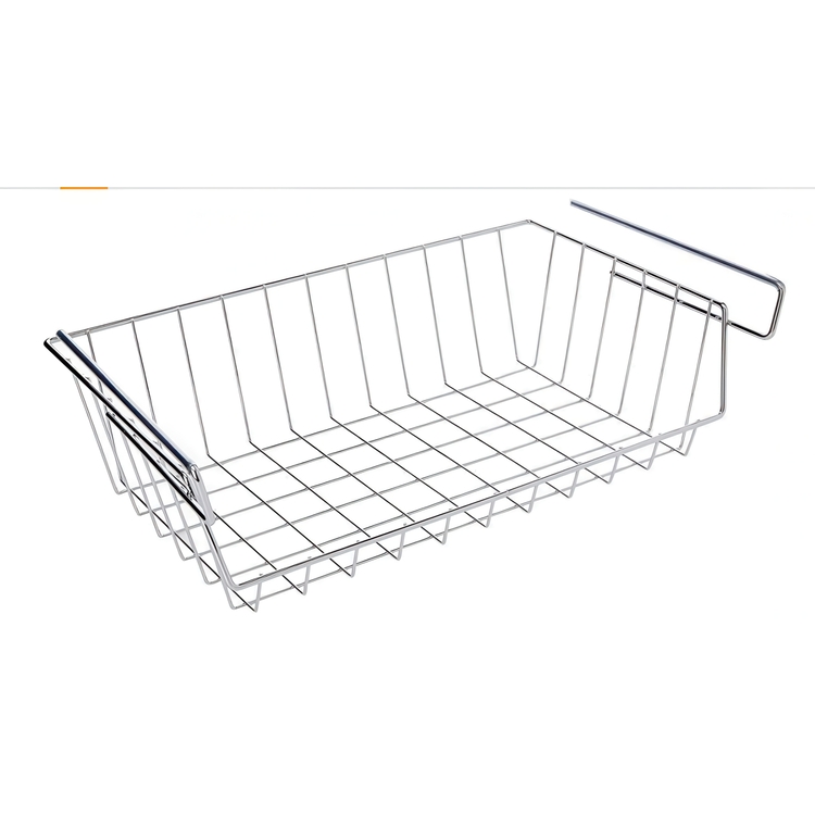 Hängkorg för hylla, extrahylla, Bred, HÄNGEKORB, 44 x 27x H 15 cm, Silver