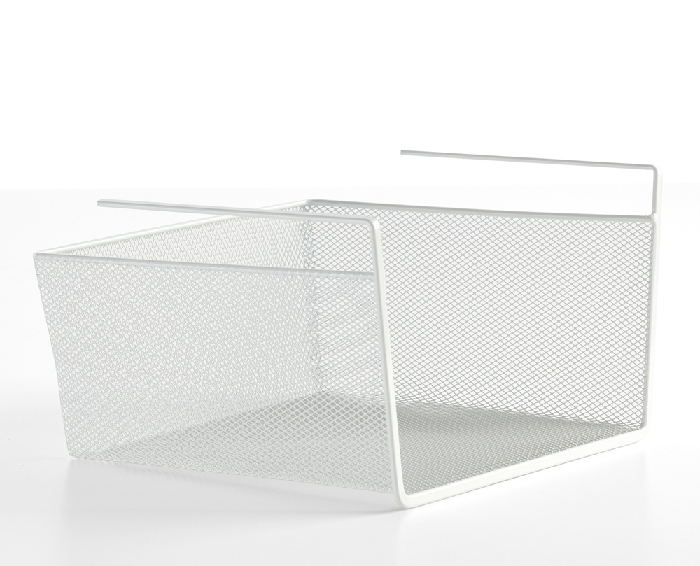 Hängkorg för hylla, extrahylla, CESTA COLGANTE MESH, 30 x 25 x H 15 cm, Vit