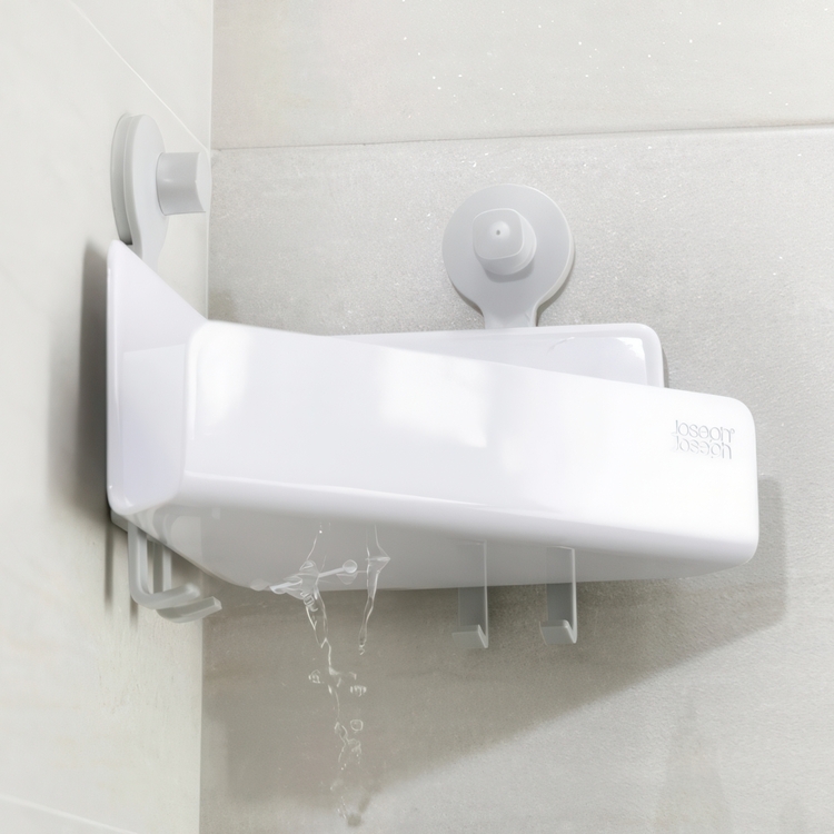 Hörnduschkorg med Spegel, EASY STORE CORNER, 26.5 x 18 x H 22 cm, Joseph Joseph, Vit