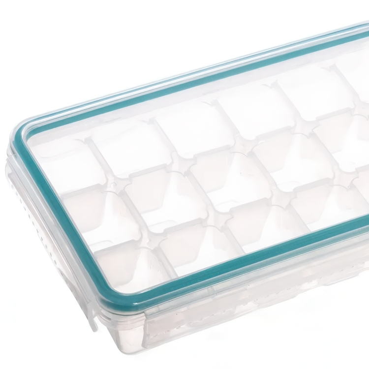 Isbricka med lock, 18 kuber, CLIP ICE CUBE TRAY, Transparent
