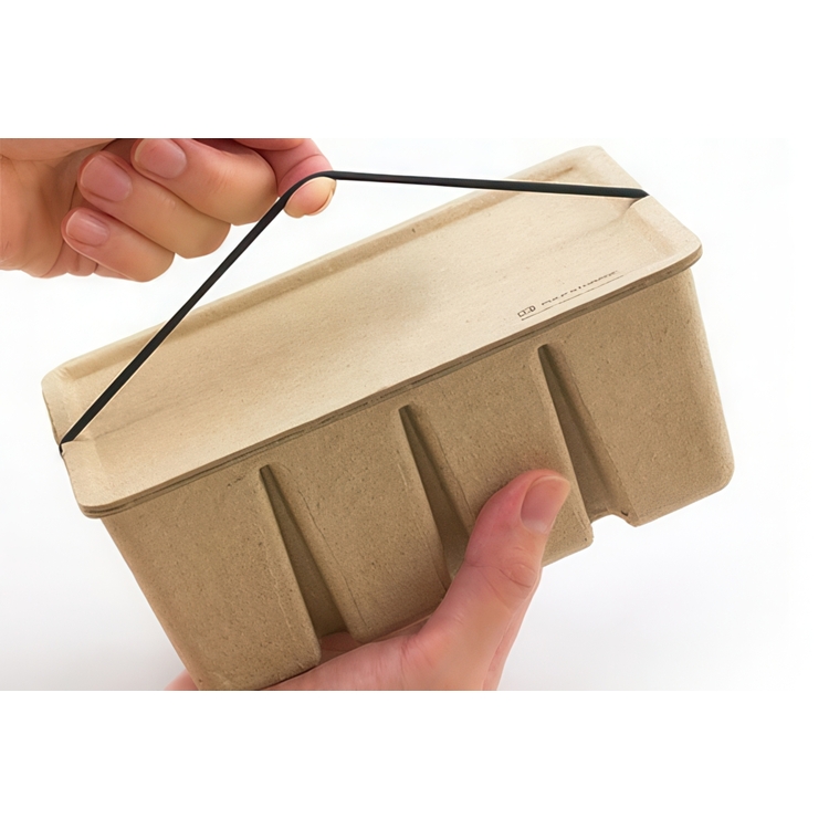 Japansk Ask av återvunnen papp, MIDORI PULP CASE, 12 x 16,7 x H 7 cm, Beige