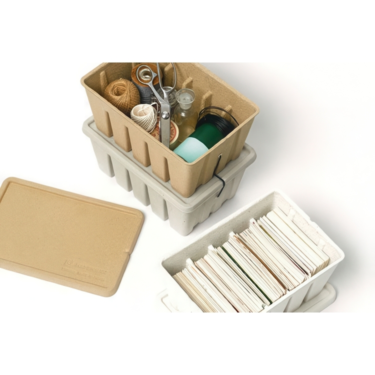 Japansk Ask av återvunnen papp, MIDORI PULP CASE, 12 x 16,7 x H 7 cm, Beige