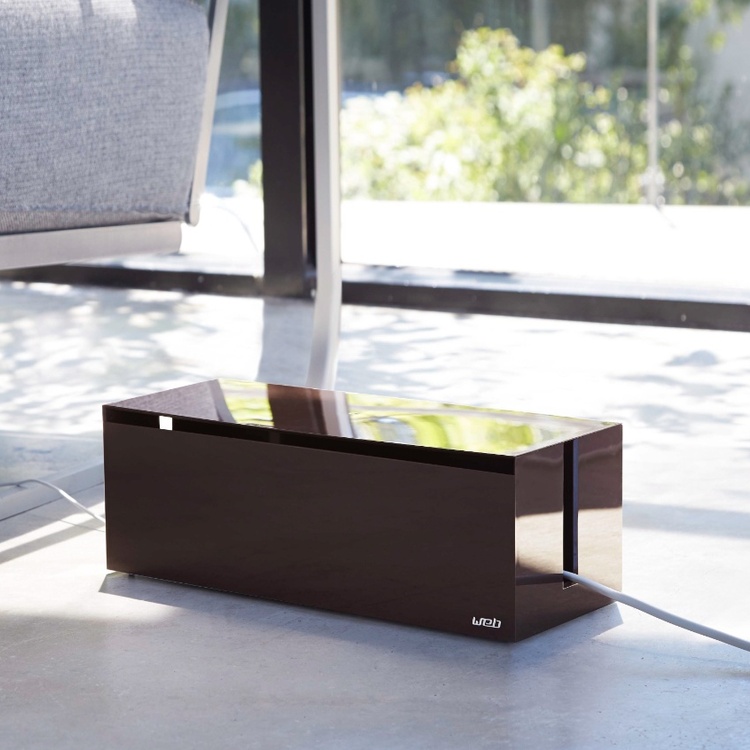 Kabelsamlare, WEB CABLE BOX, 40 x 15,5 x H 14,5 cm, Yamazaki, Mörkbrun