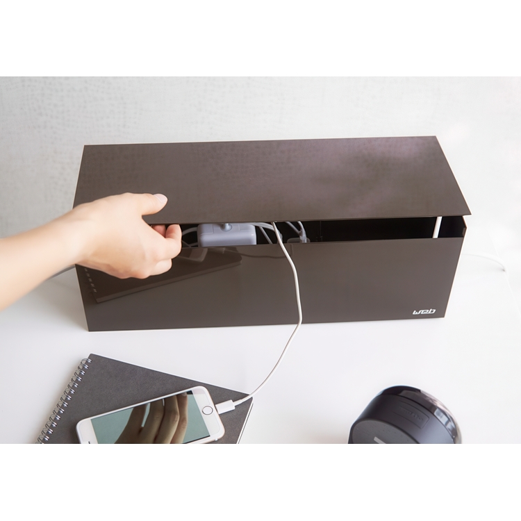 Kabelsamlare, WEB CABLE BOX, 40 x 15,5 x H 14,5 cm, Yamazaki, Mörkbrun