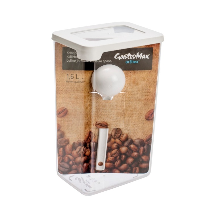 Kaffeburk med Skopa, Lufttät, 1,6 Liter, VISION, Klar / Vit