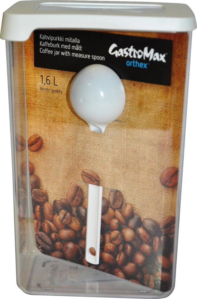 Kaffeburk med Skopa, Lufttät, 1,6 Liter, VISION, Klar / Vit