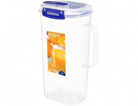 Kanna med lock, 2 Liter, KLIP IT PLUS JUICE, Transparent / Kornblå