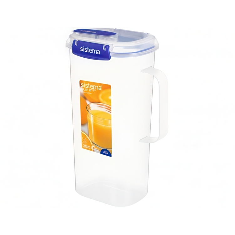 Kanna med lock, 2 Liter, KLIP IT PLUS JUICE, Transparent / Kornblå