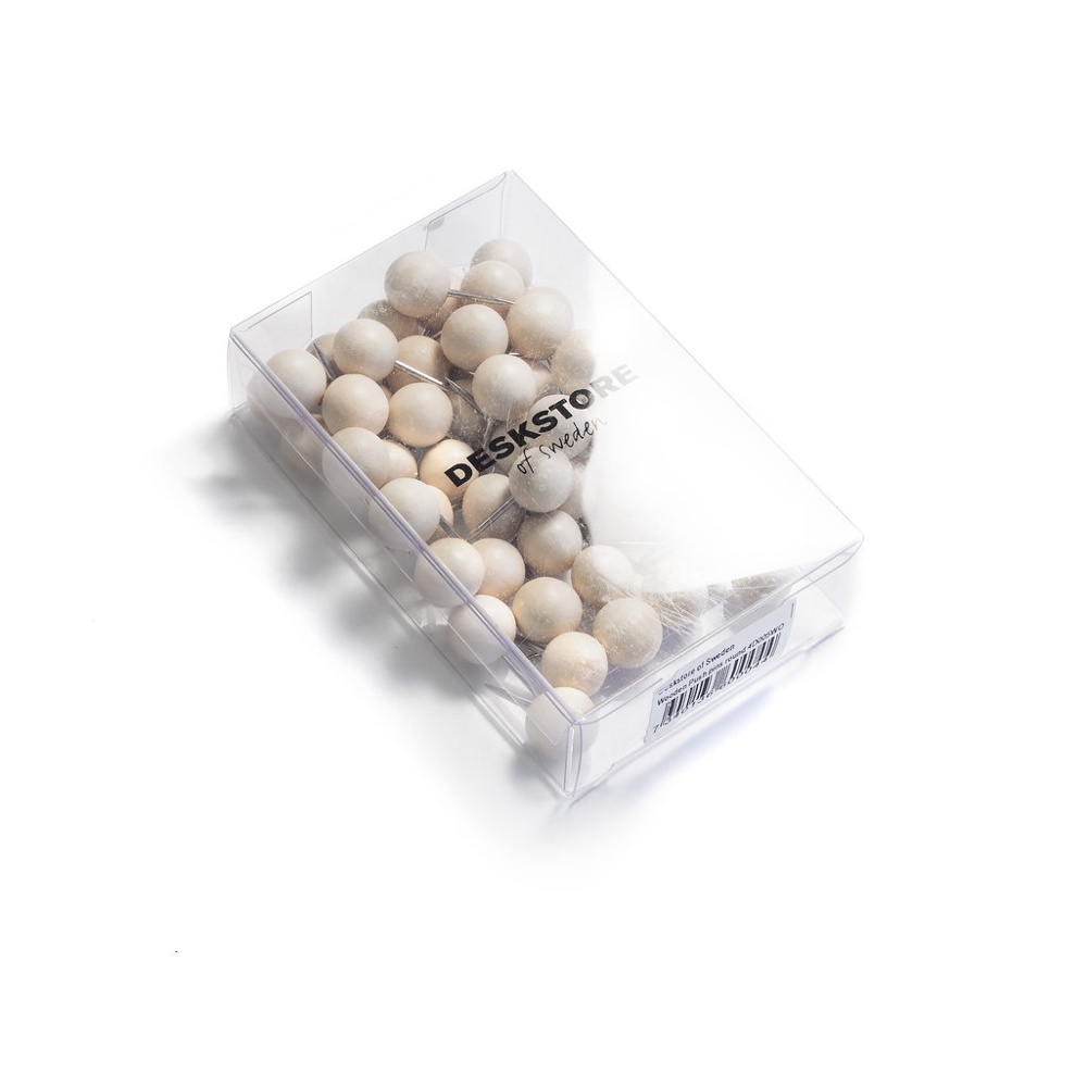 Kartnålar med rund knopp, 50 st, PUSH PINS WOOD, Ø 0,9 cm, trä
