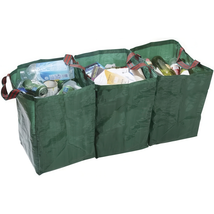 Kassar för källsortering, GARLAND RECYCLING, 3 st, 33 x H48 cm, Gröna