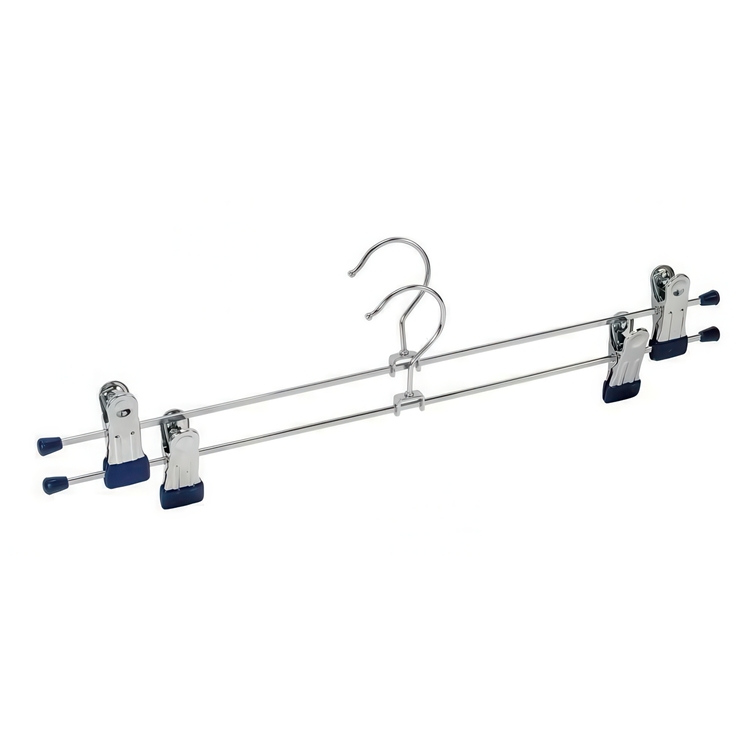 Klassiska galgar för kjol eller byxor, 2 st, BLUE LARGE CLAMP HANGERS, 40 cm, Silver / Blå