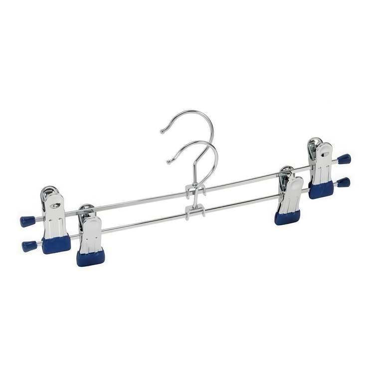 Klassiska galgar för kjol eller byxor, 2 st, BLUE MEDIUM CLAMP HANGERS