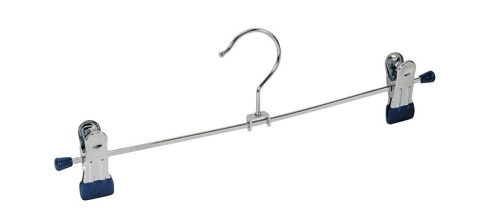 Klassiska galgar för kjol eller byxor, 2 st, BLUE MEDIUM CLAMP HANGERS, 30 cm, Silver / Blå