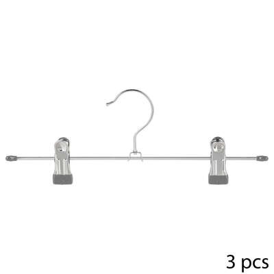 Klassiska Galgar för kjolar, 3 st, Metall, CINTRES CLIP HANGERS, 30 cm, Silver / ljusgrå