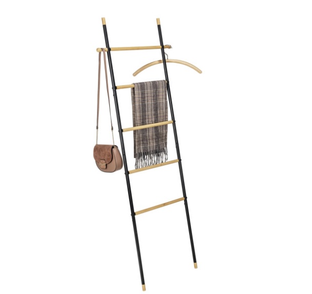 Klädställning att luta mot väggen, LOFT BAMBOO, 57 x H 162 cm, Svart / Natur