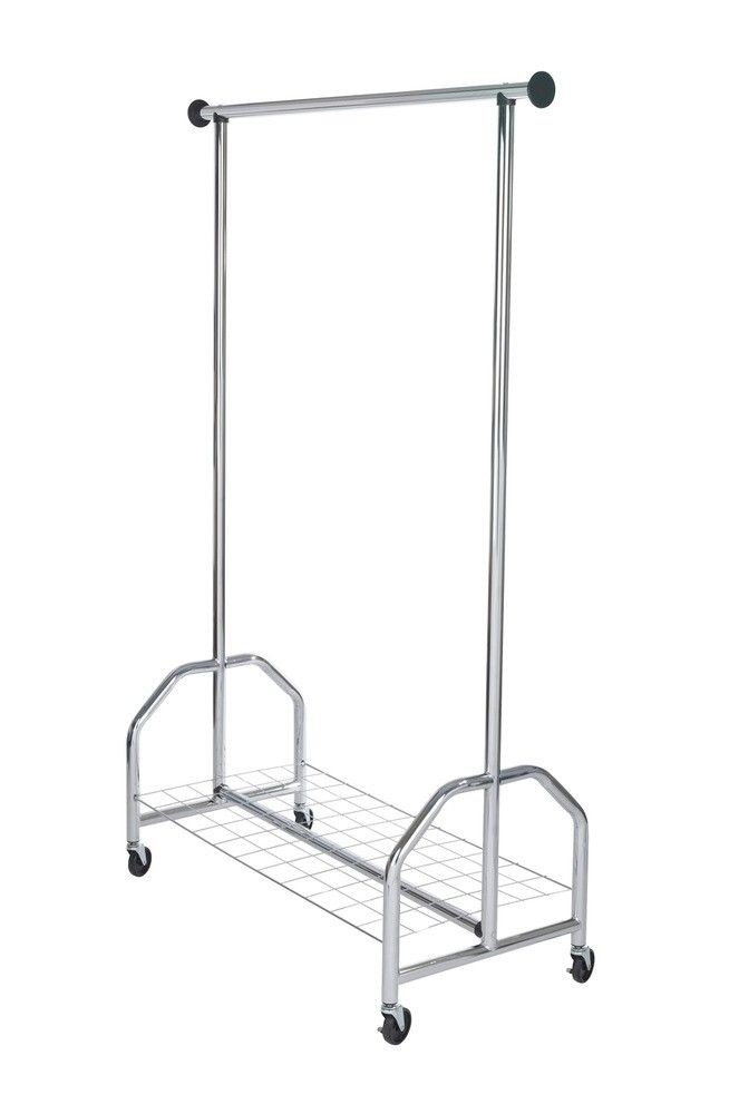 Klädställning med hjul, PROFI, 121 x 52 x H 185 cm, Silver