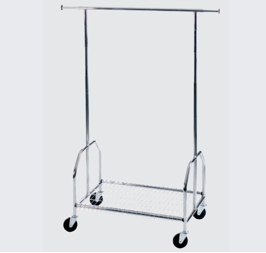 Klädställning med rejäla hjul, ALBERT, 90 x H 130-170 cm, Silver