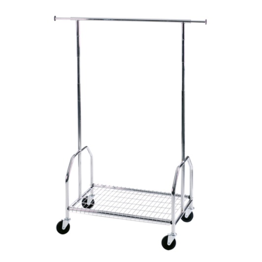 Klädställning med rejäla hjul, ALBERT, 90 x H 130-170 cm, Silver