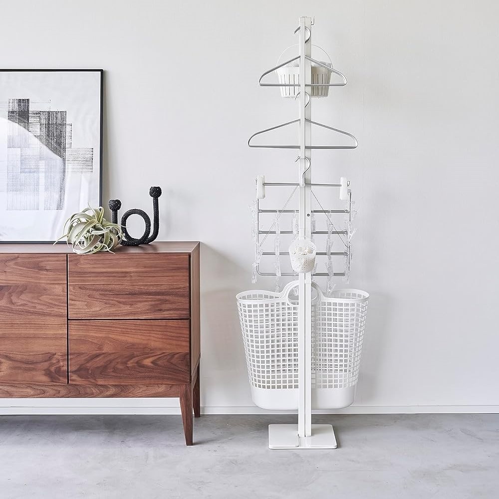 Klädställning, Platsbesparande, YAMAZAKI FOLDING INDOOR RACK, 175 x 25 x H 160 cm, Vit