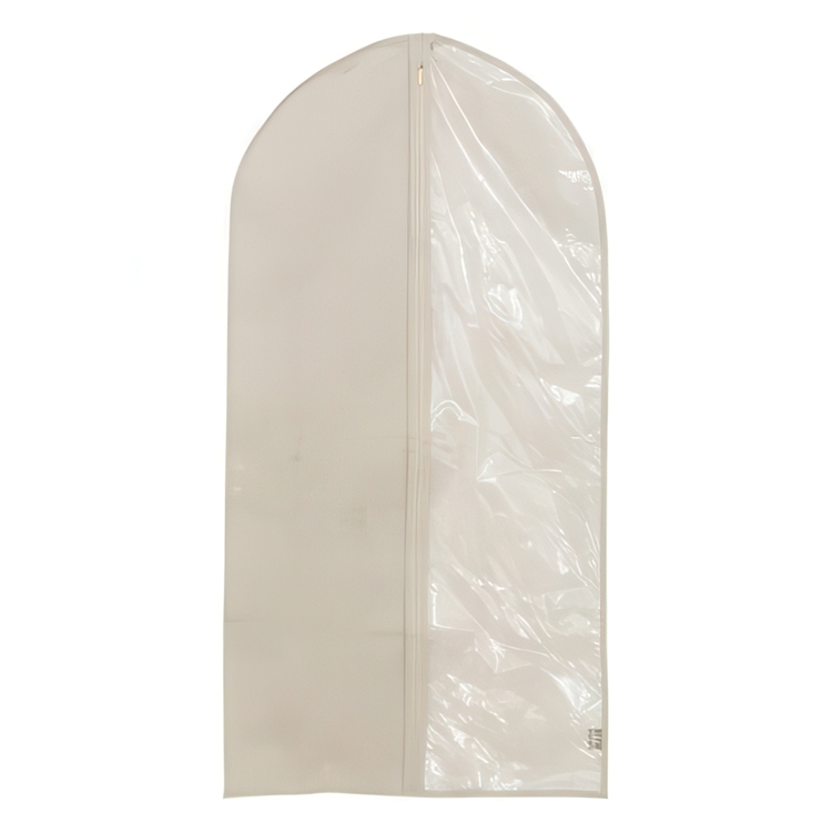 Klädöverdrag med stort fönster, DRESSY CLOTHES COVER, 58 x H 115 cm, Beige /Transparent