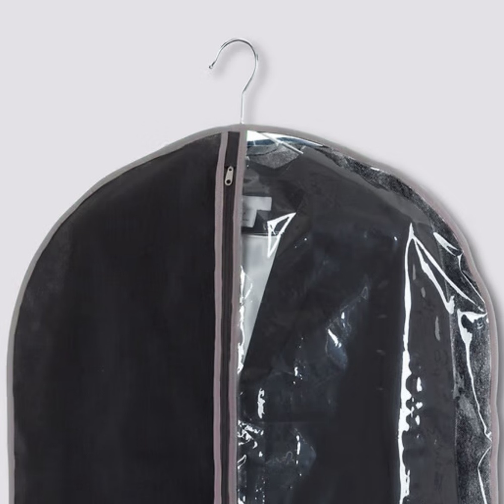 Klädöverdrag, Kort, SUIT COVER, 60 x H 100, Svart /Transparent