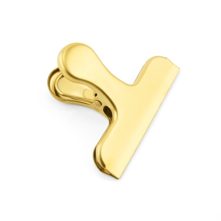 Klämma av mässing. BRASS BAG CLIP XL, 7,5 cm, Guld