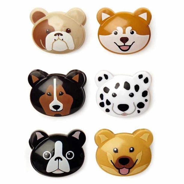 Klämmor med Hundar, 6 st, DOGGIE BAG CLIPS, Kikkerland, Mix