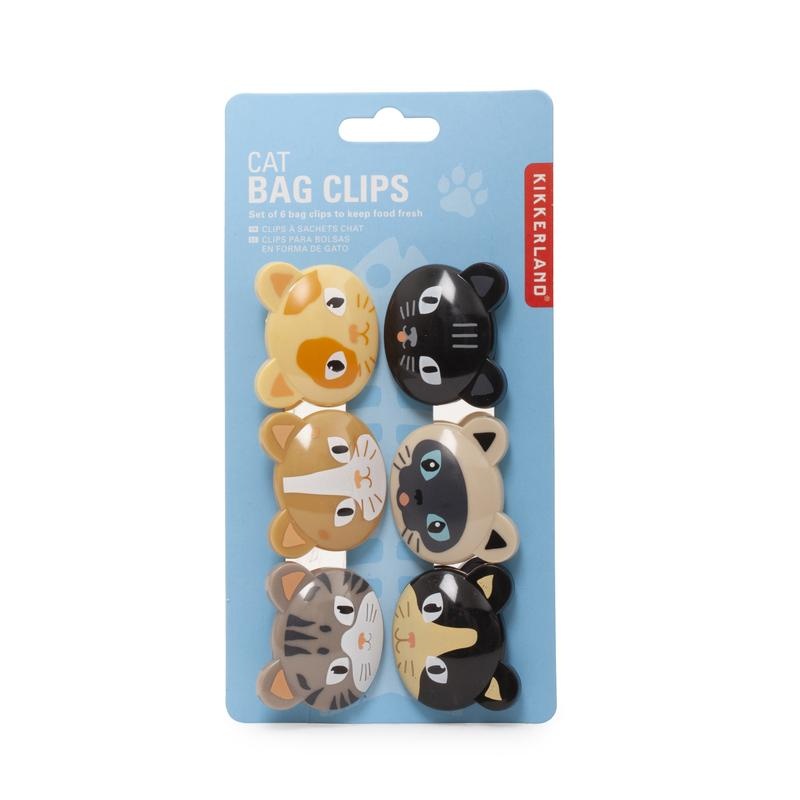 Klämmor med katter, 6 st, CAT BAG CLIPS, Kikkerland, Mix