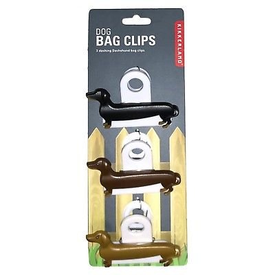Klämmor, Taxar, DOG BAG CLIPS, 3 st, Kikkerland, Mixade färger