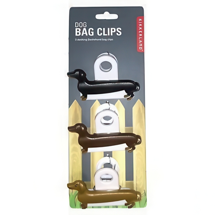 Klämmor, Taxar, DOG BAG CLIPS, 3 st, Kikkerland, Mixade färger