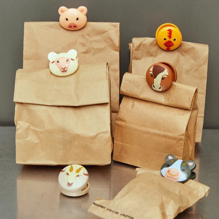 Klämmor, Bondgård, 6 st, FARM ANIMAL BAG CLIPS, Kikkerland, Mix