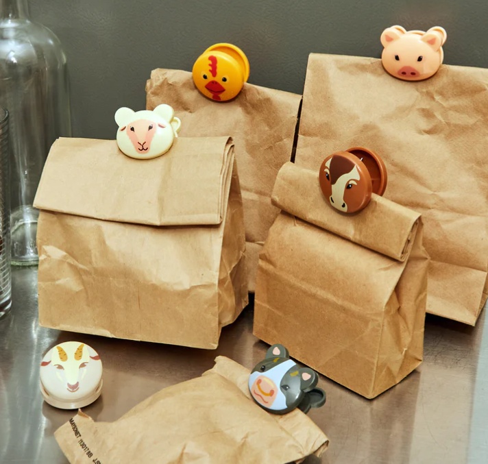 Klämmor, Bondgård, 6 st, FARM ANIMAL BAG CLIPS, Kikkerland, Mix