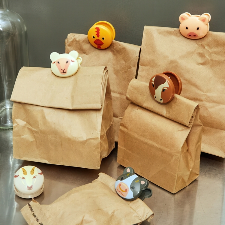 Klämmor, Bondgård, 6 st, FARM ANIMAL BAG CLIPS, Kikkerland, Mix