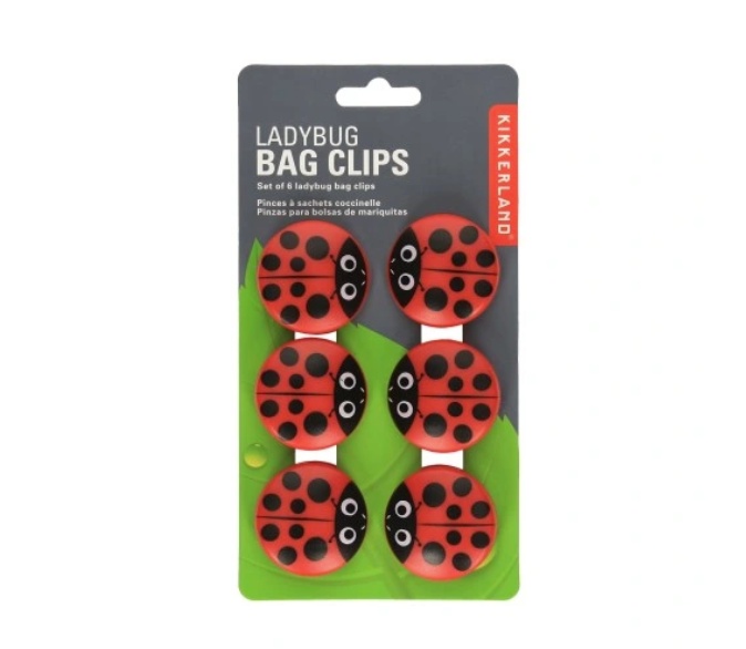 Klämmor, Nyckelpigor, 6 st, LADYBUG BAG CLIPS, Kikkerland, Röd / Svart