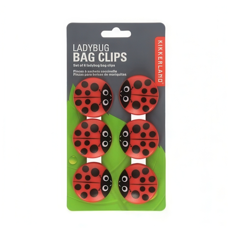 Klämmor, Nyckelpigor, 6 st, LADYBUG BAG CLIPS, Kikkerland, Röd / Svart