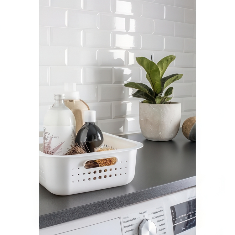 Korg / Låda, SMARTSTORE 6L BASKET RECYCLED, 37 x 28 x H10 cm, Vit