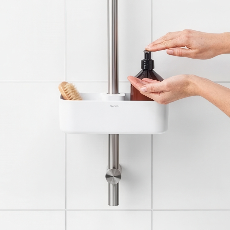 Korg för Dushstång, RENEW SHOWER CADDY, 24,4 x 13,3 x H7,5 cm , Brabantia, Vit