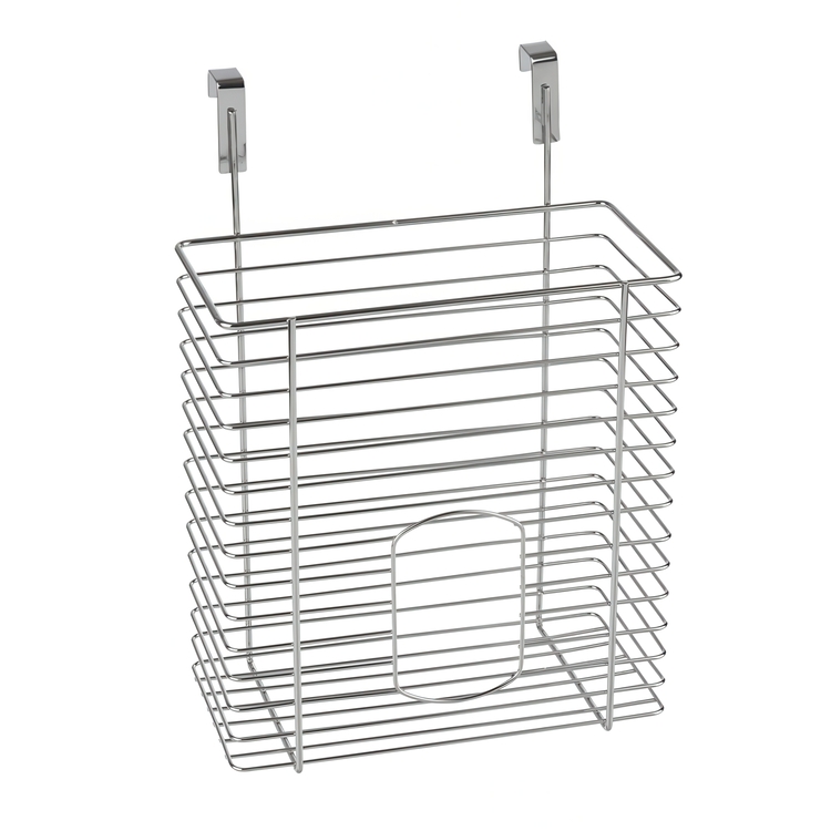 Korg för skåpdörr i metall, PLASTIC BAG ORGANIZER, 12 x 20 x H30 cm, Silver