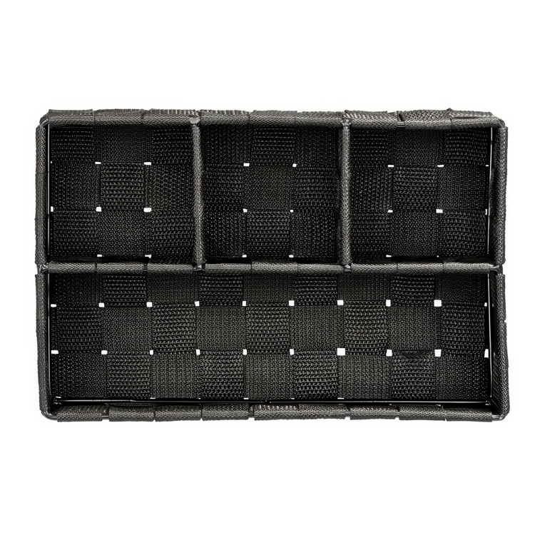 Korg med 4 fack, ADRIA, Liten, 17 x 26 x H6,5 cm, svart