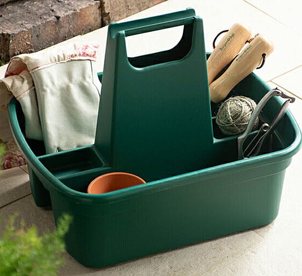 Korg med extra högt bärhandtag, HOME & GARDEN TIDY, 40 x 30 x H 30 cm, Grön