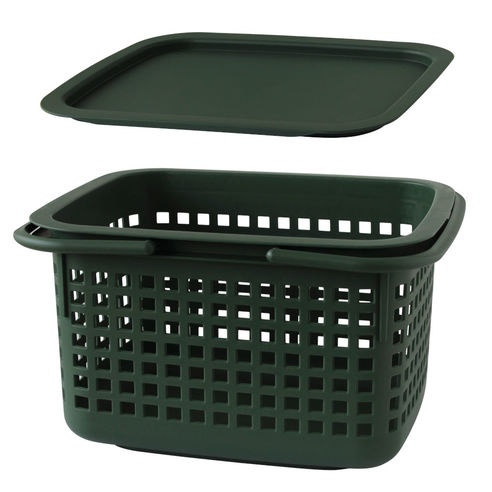 Korg med Lock, från Japan, 23 L, CESTINO MEDIUM, 42 × 35 × H 25 cm, Grön