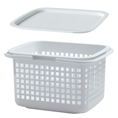 Korg med Lock, från Japan, 23 L, CESTINO MEDIUM, 42 × 35 ×H 25 cm, Vit