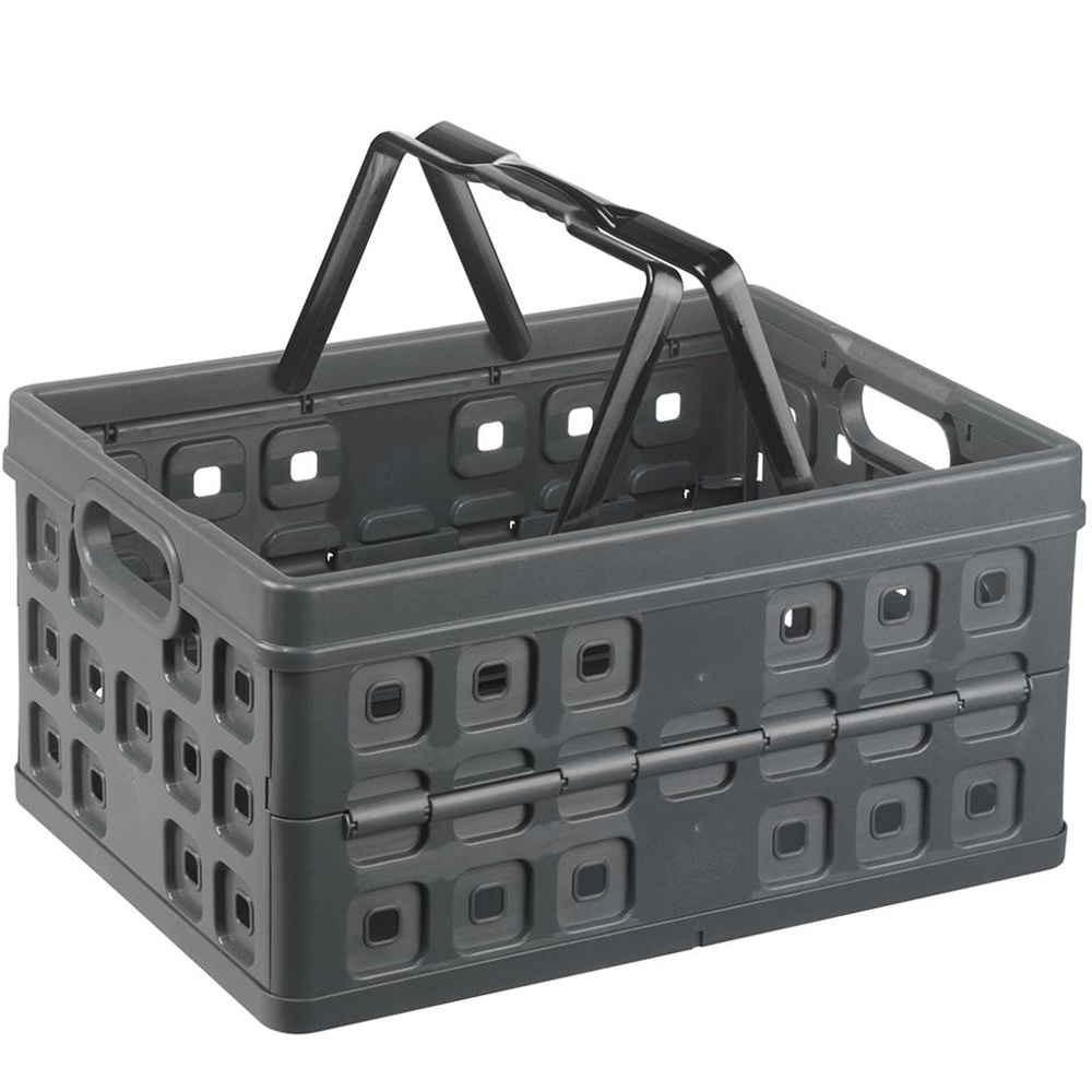 Korg, Hopfällbar, med Handtag, 32 Liter, LARGE FOLDING BASKET, 49 x 36 x H24,5 cm, Mörkgrå