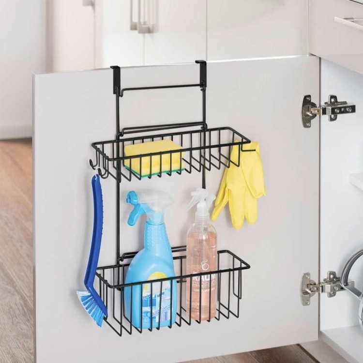 Korgar för skåpdörr, CLIP-ON-BASKET, 24 x 15 x H 11,5 cm, Svart