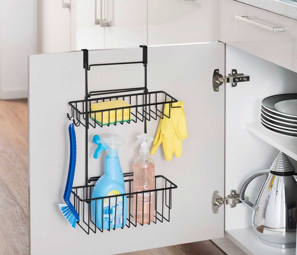 Korgar för skåpdörr, CLIP-ON-BASKET, 24 x 15 x H 11,5 cm, Svart