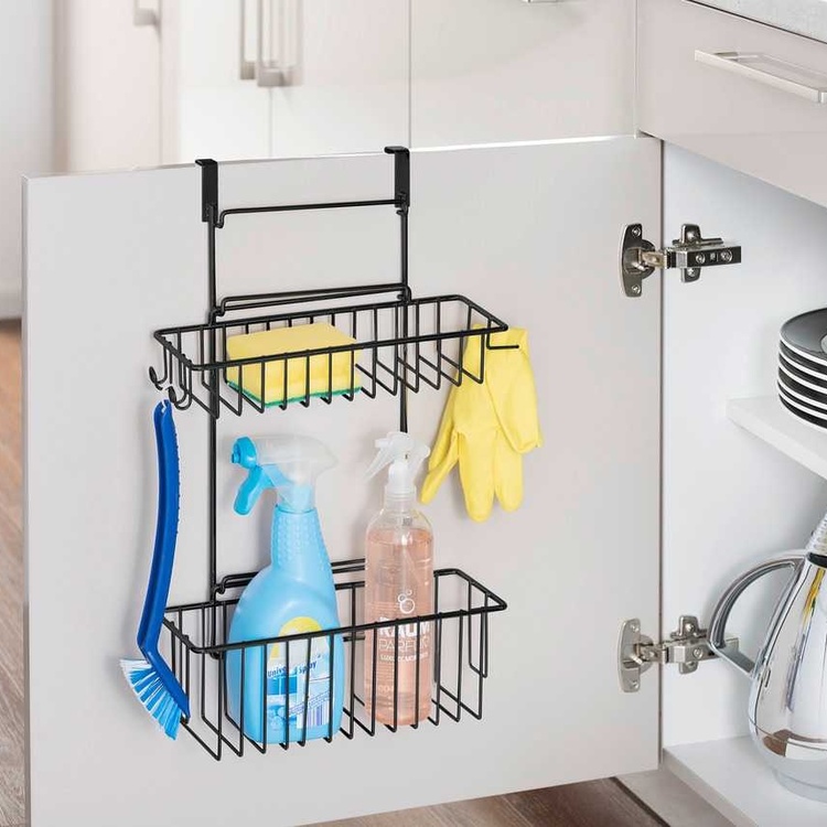 Korgar för skåpdörr, CLIP-ON-BASKET, 24 x 15 x H 11,5 cm, Svart
