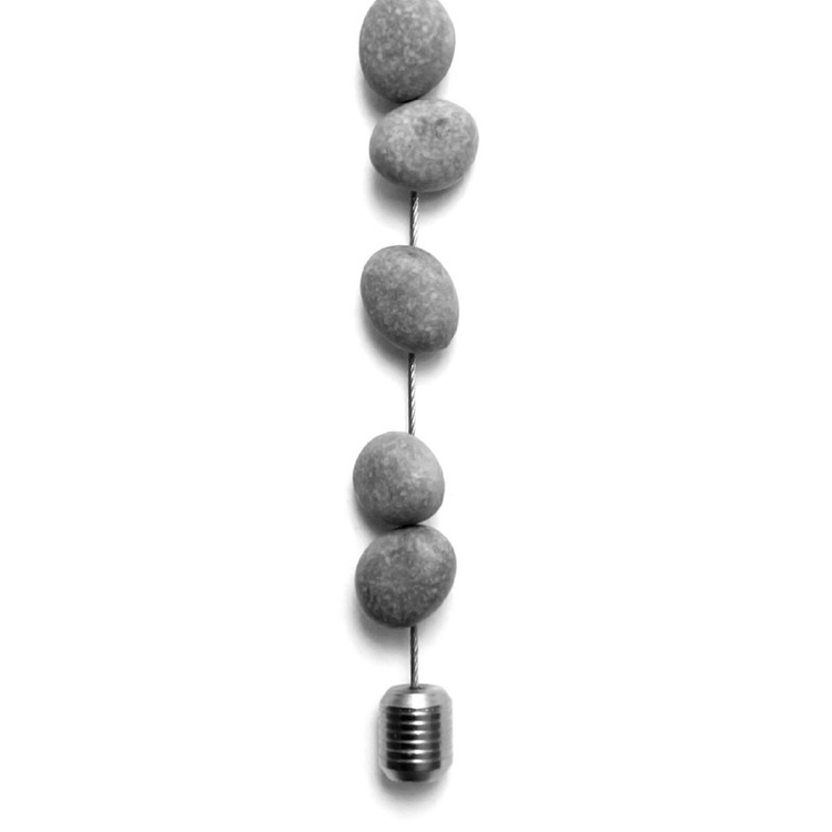 Korthållare med 8 magneter, STONE, 150 cm, Silver / Grå
