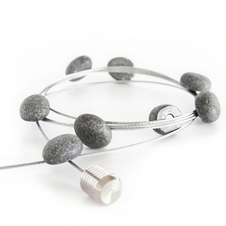 Korthållare med 8 magneter, STONE, 150 cm, Silver / Grå